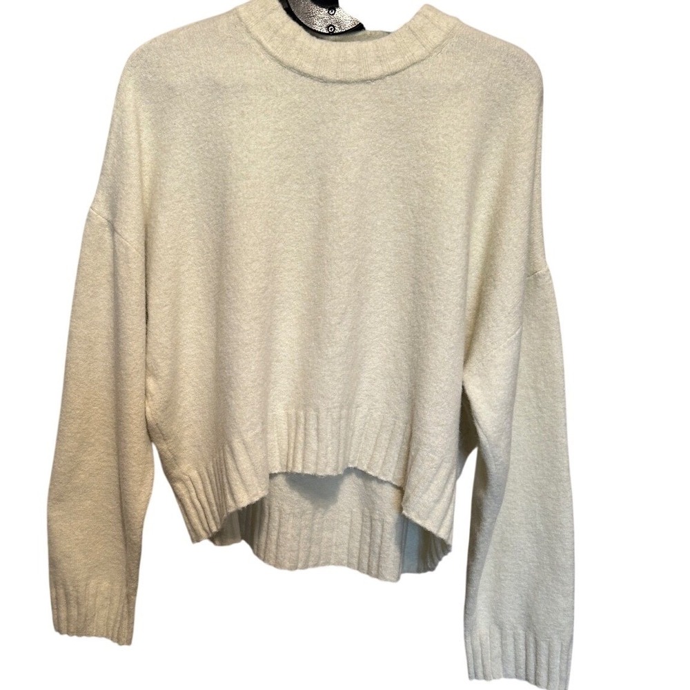 H&M Cream Textured Crew Neck Long Sleeve Sweater Size XL Recycled‎ Polyester